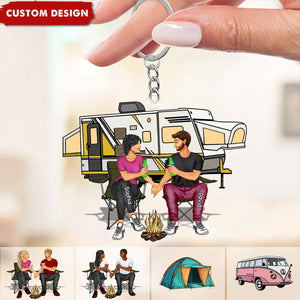 Camping Couple Making Memories One Campsite At A Time Personalized Keychain-Gift For Couple