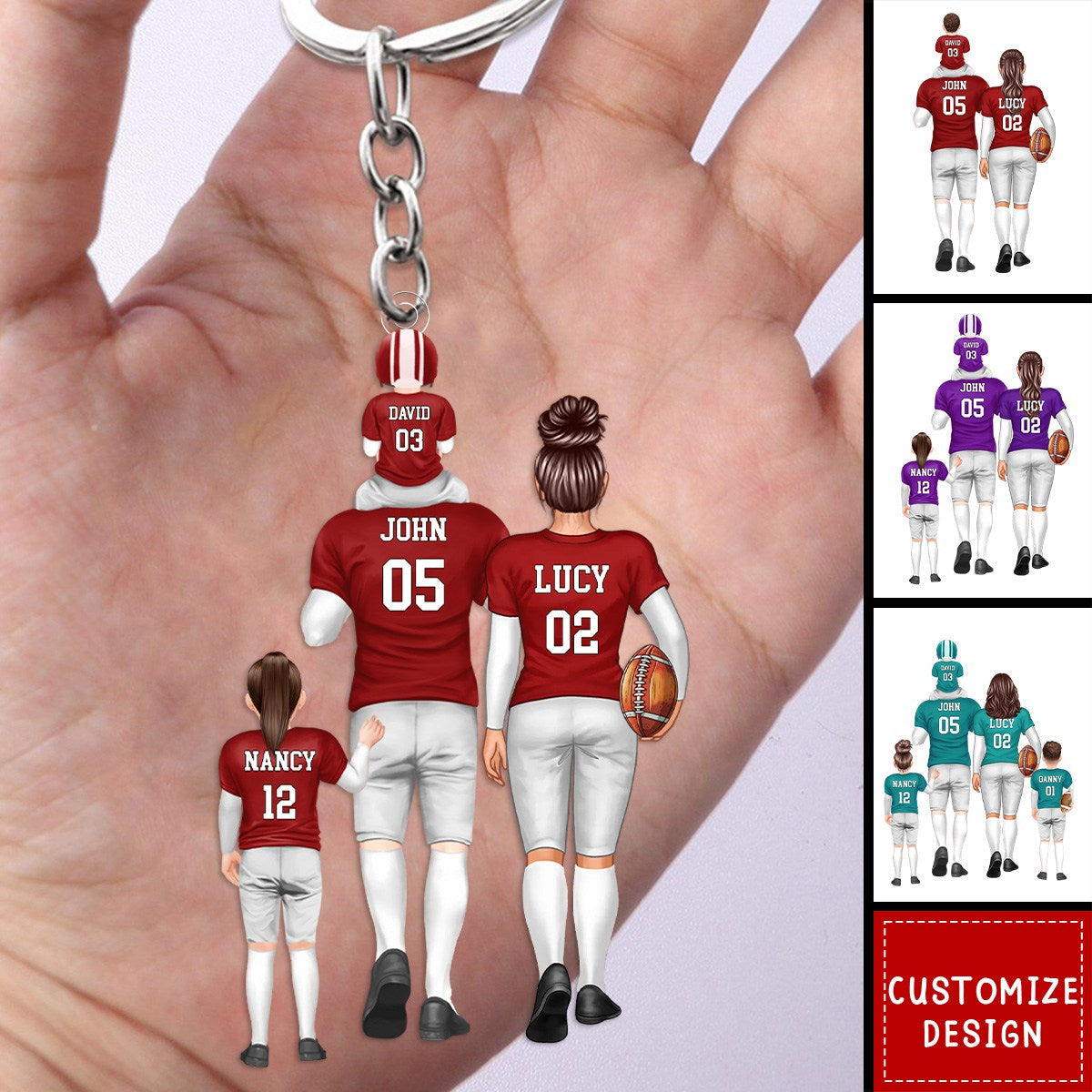 Personalized American football Family Acrylic Keychain - Gift For Family