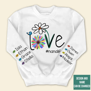 Personalized Love Grandma Life Flower Sweatshirt