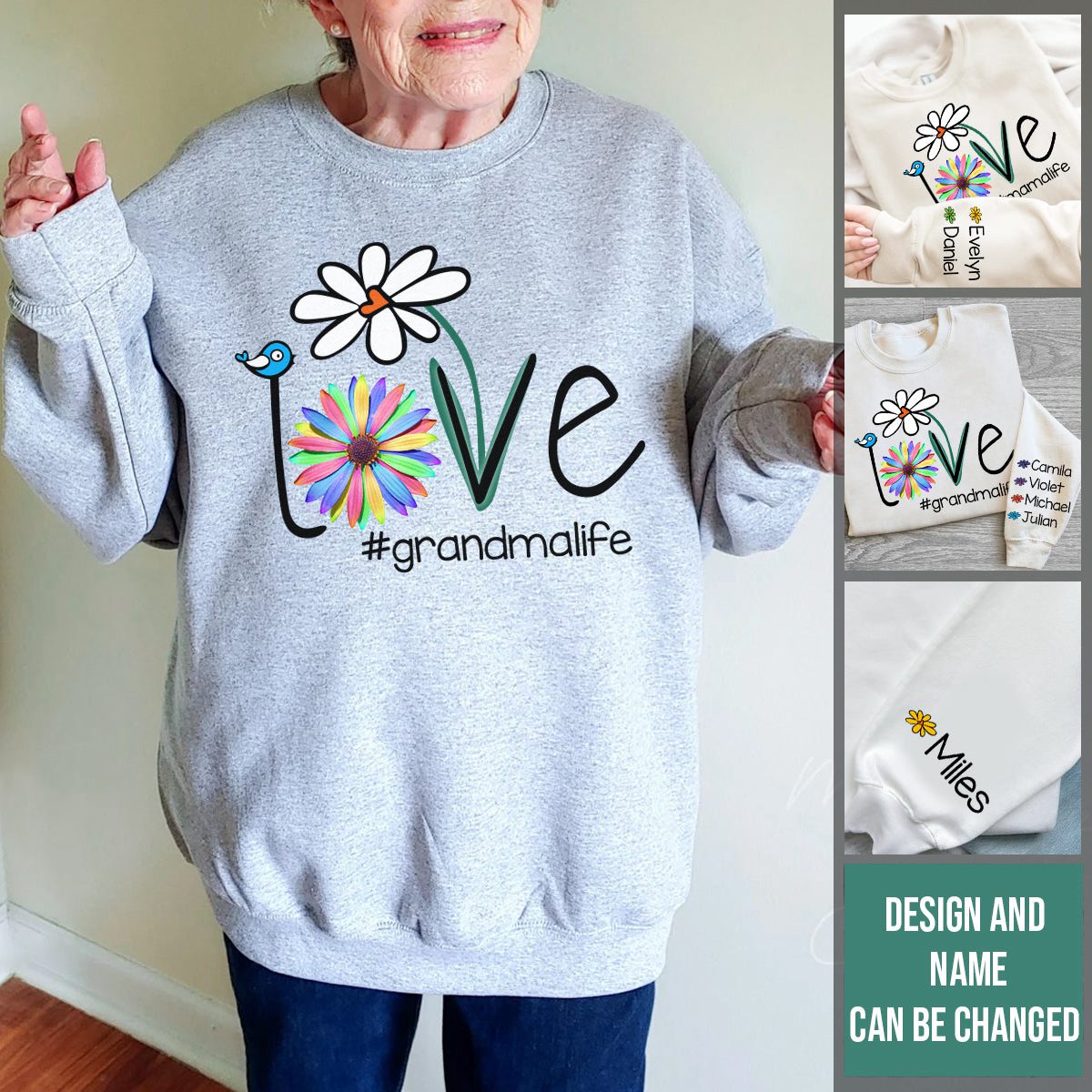 Personalized Love Grandma Life Flower Sweatshirt