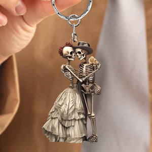 Skeleton Couple Keychain - Anniversary Gift For Wife,Husband,Skull Lovers