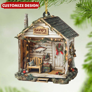 Personalized Dreamy Fishing Cabin Christmas Ornament -  Gift For Fishing Lovers