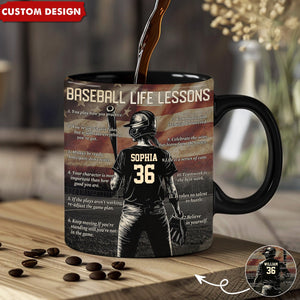 Personalized American Baseball Life Lesson Mug - Gift For Baseball Lovers