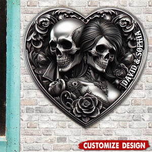 Personalized Gifts For Couple Metal Sign Skull Couple