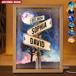 Custom Names Couple Street Sign - Personalized Light Up Picture Frame