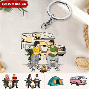 Camping Couple Making Memories One Campsite At A Time Personalized Keychain-Gift For Couple