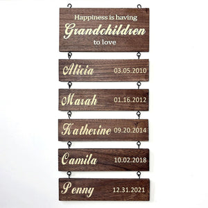 Personalized Wooden Family Tree Sign - Gift For Grandparents