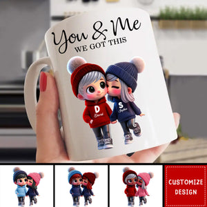 Cute Cartoon Couple Walking Personalized Mug-Gift For Couple