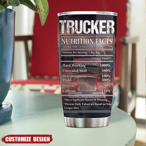 Personalized Trucker Stainless Steel Tumbler, Trucker Nutritions Facts Tumbler