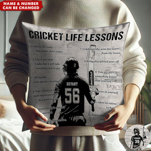 Personalized Cricket Life Lessons Pillow-Gift For Cricket Lovers