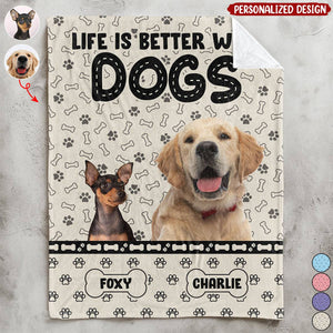 Life Is Better With Dogs-Personalized Photo Blanket