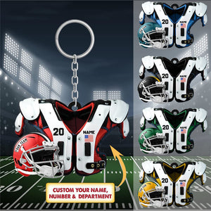 2024 New Release Personalized American Football Shoulder Pads And Helmet Acrylic Keychain