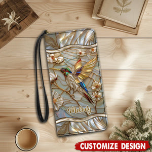 Hummingbirds Sewing Pattern - Personalized Leather Long Wallet - Gift For Bird Lovers