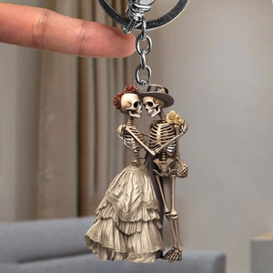 Skeleton Couple Keychain - Anniversary Gift For Wife,Husband,Skull Lovers