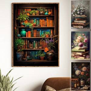 Vintage Flowers And Books Poster- Gift For Book Lovers