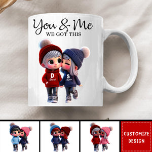 Cute Cartoon Couple Walking Personalized Mug-Gift For Couple