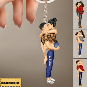 Couple Kissing - Gift For Couples - Personalized Acrylic Keychain