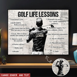 Personalized Golf Life Lessons Poster- Gift For Golf Lovers