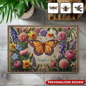 Beautiful Flowers Garden-Personalized Doormat-Gift For Family Friends