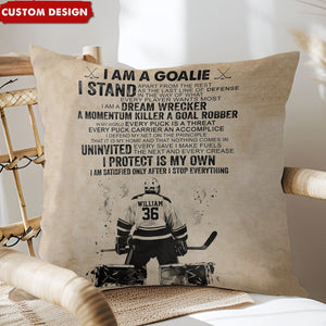 Personalized Hockey Goalie Player Pillow - Gift For Hockey Lovers