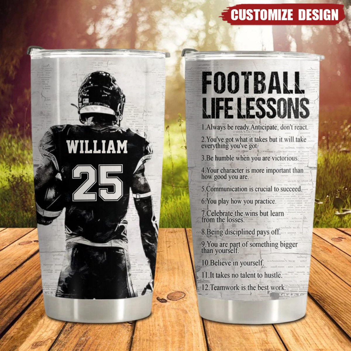 Personalized American Football Life Lessons Tumbler - Gift For American Football Lovers