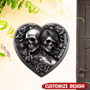 Personalized Gifts For Couple Metal Sign Skull Couple