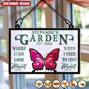 Lose My Mind Find My Soul Gardening - Personalized Window Hanging Suncatcher Ornament