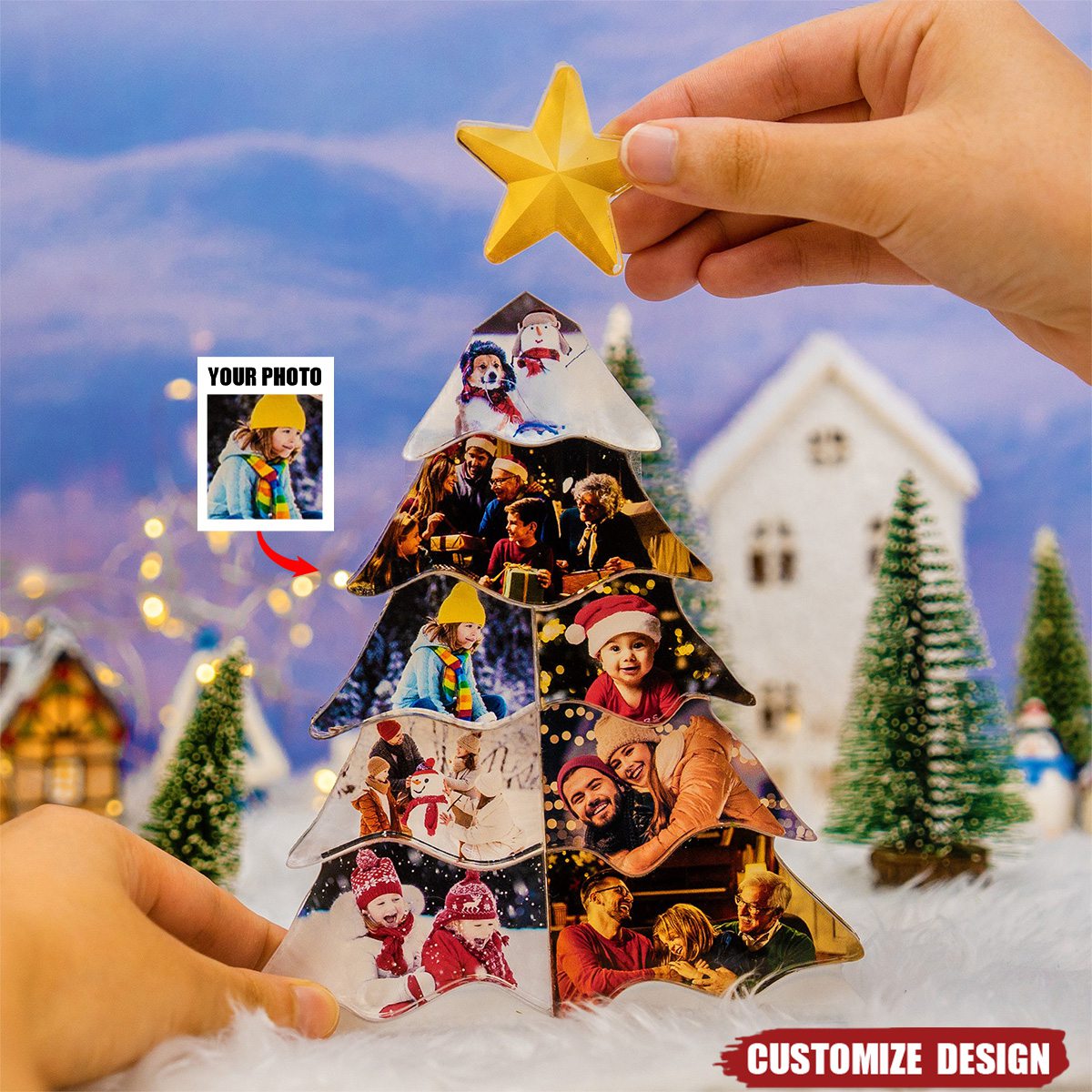 Custom Photo Xmas Tree With Memorable Year Moment - Family Christmas Decorations - Personalized Acrylic Photo Plaque 2024 New Release