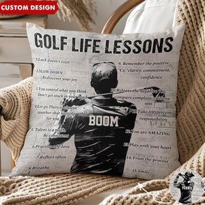 Gift For Golf Lovers-Personalized Golf Life Lessons Pillow-2024 New Release