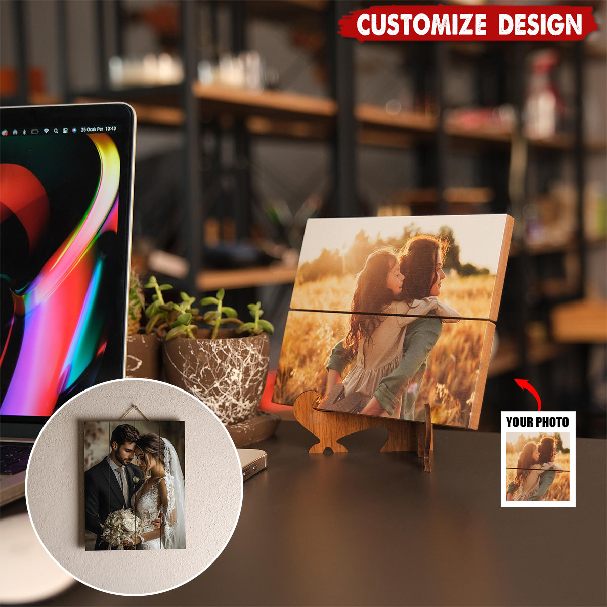 Personalized Couple Photo Wood Decor - Unique Gift For Wife,Husband,Anniversary