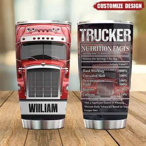 Personalized Trucker Stainless Steel Tumbler, Trucker Nutritions Facts Tumbler