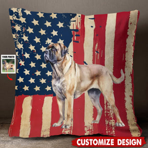 Personalized America Flag Dog Pillow - Gift For Dog Lovers