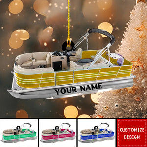 Personalized Pontoon Boat Acrylic Christmas Ornament - 2024 New Release