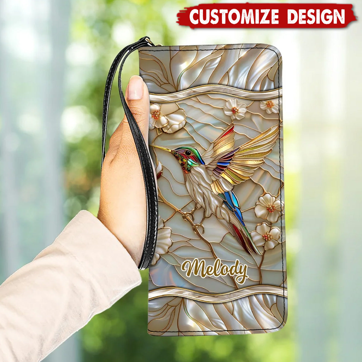 Hummingbirds Sewing Pattern - Personalized Leather Long Wallet - Gift For Bird Lovers