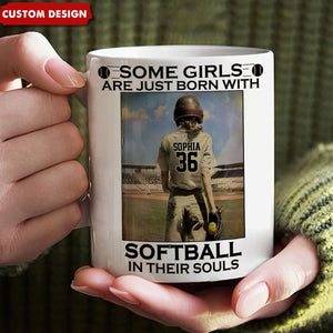 Some Girls Are Just Born With Softball - Personalized Softball Mug - Gift For Softball Lovers