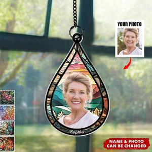 Memorial Family Gift Teardrop - Personalized Window Hanging Suncatcher Photo Ornament