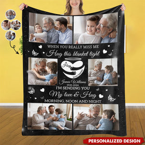 A Hug From Heaven Memorial Gift - Personalized Memory Photo Blanket