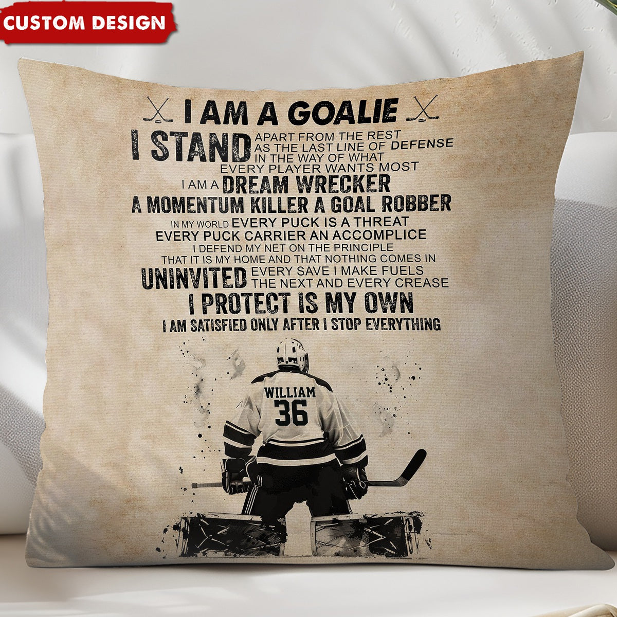 Personalized Hockey Goalie Player Pillow - Gift For Hockey Lovers