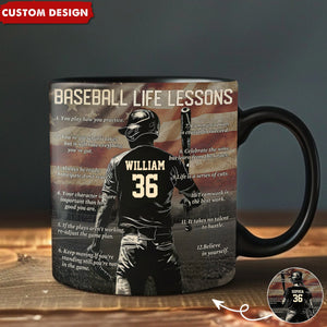 Personalized American Baseball Life Lesson Mug - Gift For Baseball Lovers