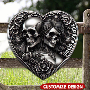 Personalized Gifts For Couple Metal Sign Skull Couple