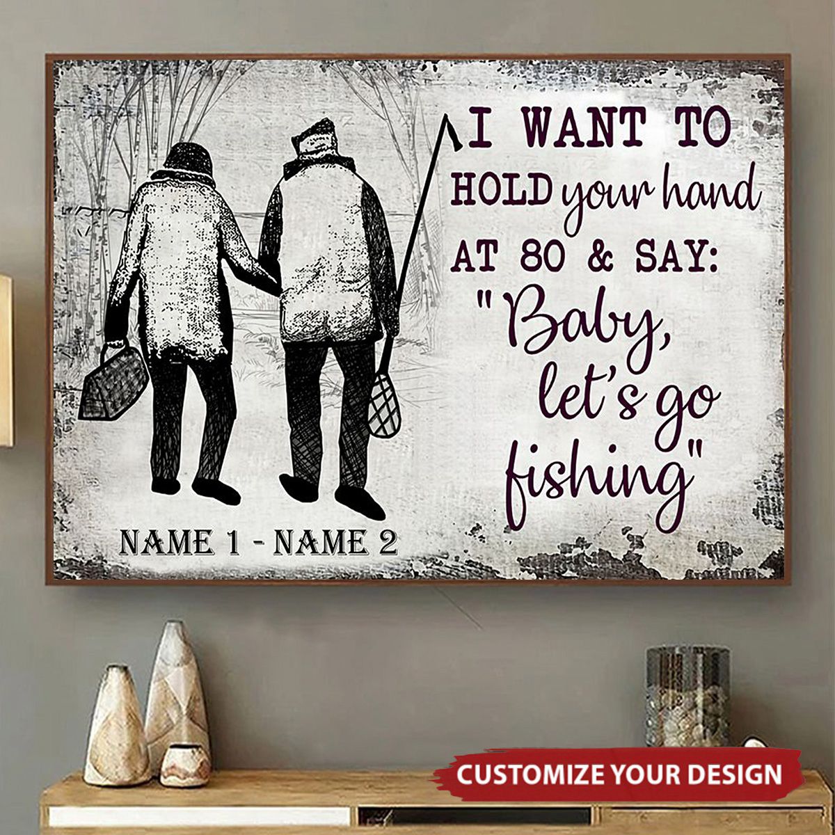 Baby, Let's Go Fishing Horizontal Poster - Gift For Couple, Fishing Lovers