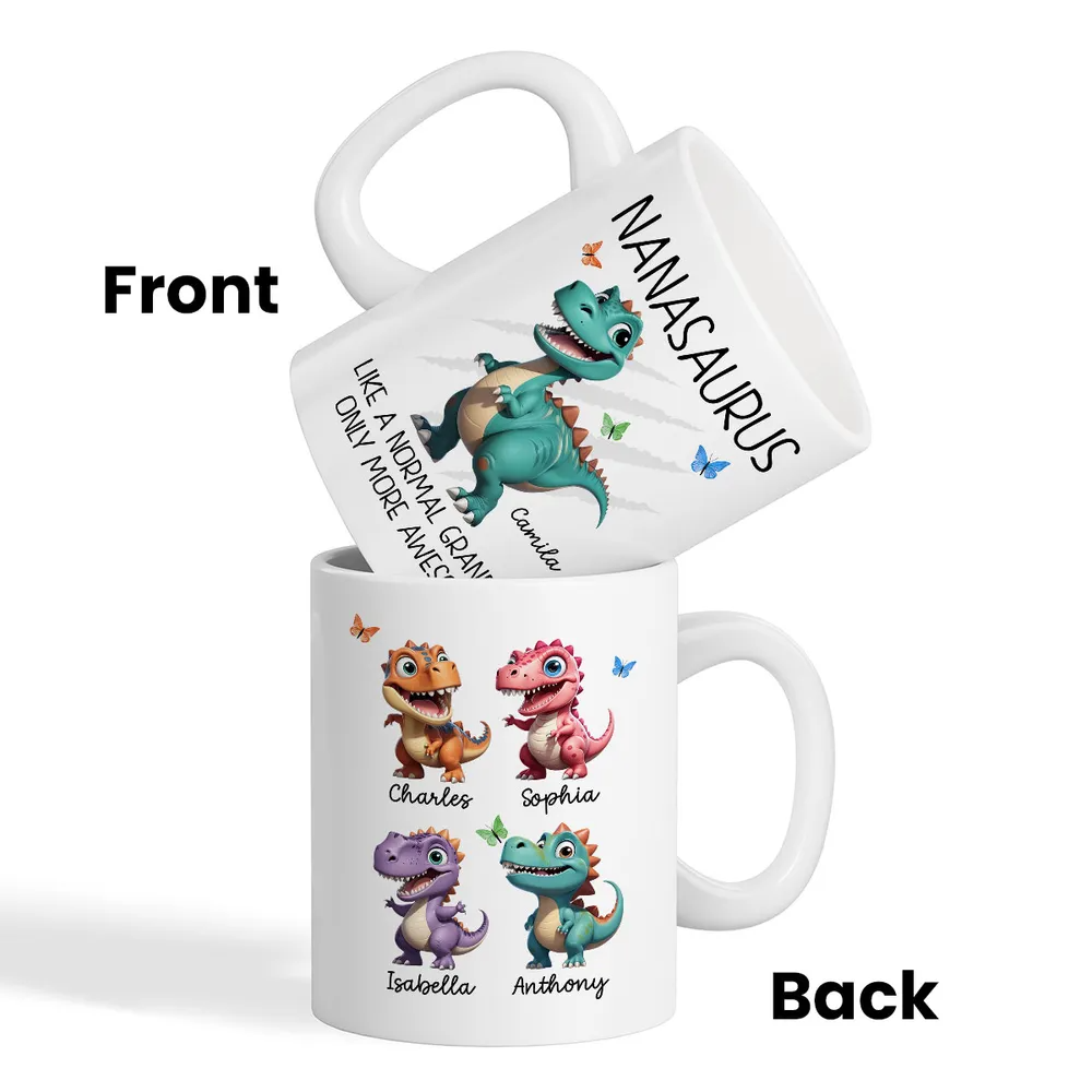 Grandmasaurus Cute 3D Effect Dinosaurs Personalized Mug - Gift For Mom,Grandma