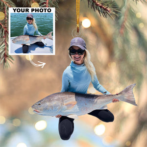 Personalized Fishing Upload Photo Christmas Ornament