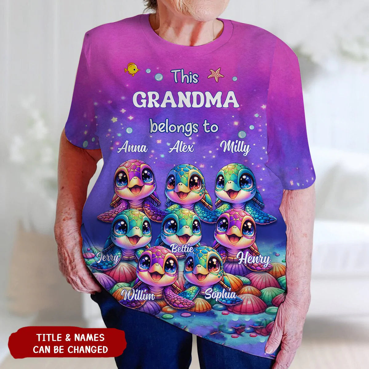 This Grandma belongs to Colorful Turtle Personalized 3D T-shirt - OKBANDS