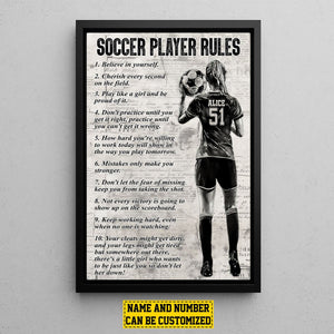 Soccer Player Rules-Personalized Soccer Girl Poster - Gift For Soccer Lovers