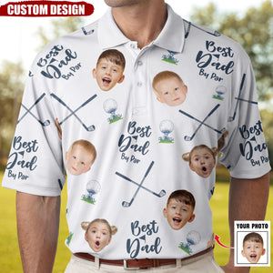 Best Dad By Par - Personalized Photo Polo Shirt