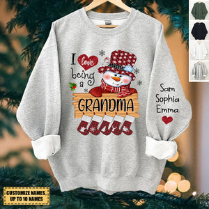 Personalized Sweatshirt - I Love Being a Grandma - Christmas Gifts Snowman Grandkids Names