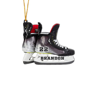 Personalized Hockey Skates Acrylic Christmas Ornament