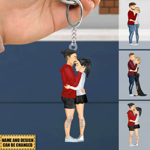 Personalized Hugging Couple Keychain - Gift For Couple - V2