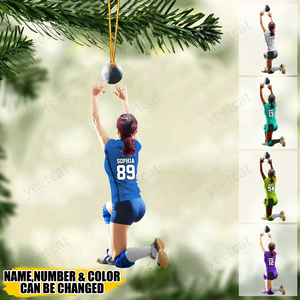 Personalized Girl/Female/Woman Volleyball Player Acrylic Christmas Ornament